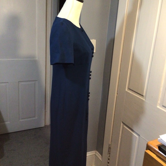 VINTAGE Dark Cerulean Blue Tailored MIDI Dress EUC - Picture 3 of 5